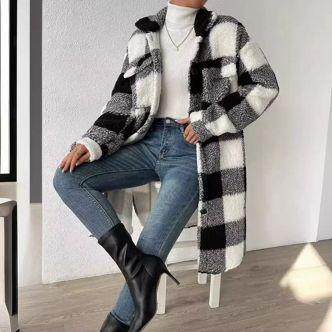 Autumn Flannel Sherpa Coat